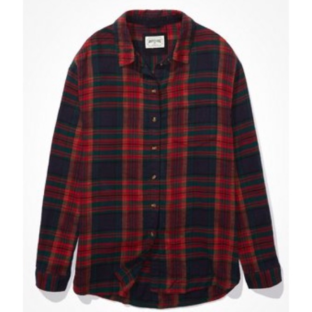 American Eagle Oversized Flannel Shirt Size M Red